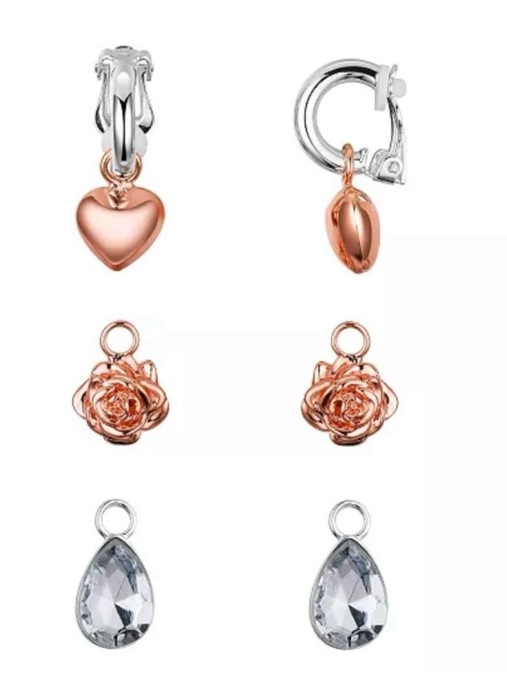 Disney Kid's Princess Belle Beauty & Beast Clip On Multi Earrings Set